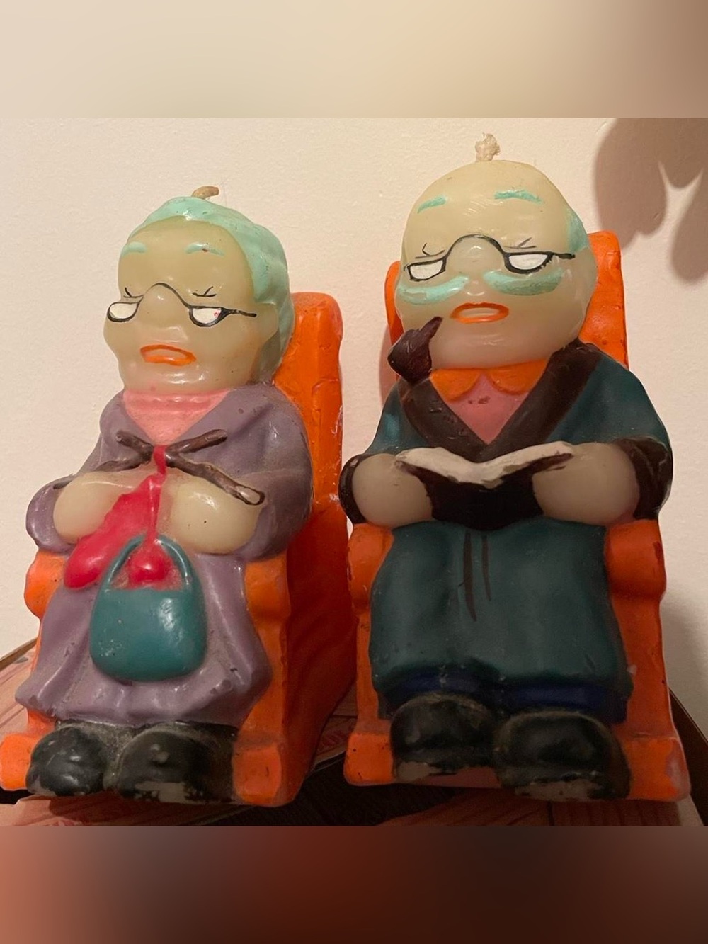 Grandma and grandpa rocking chair vintage candles
